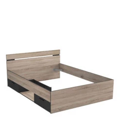Lit 140x190 En Bois Chêne Brossé Et Noir - LI171 -Lematelas Soldes Boutique michi 4