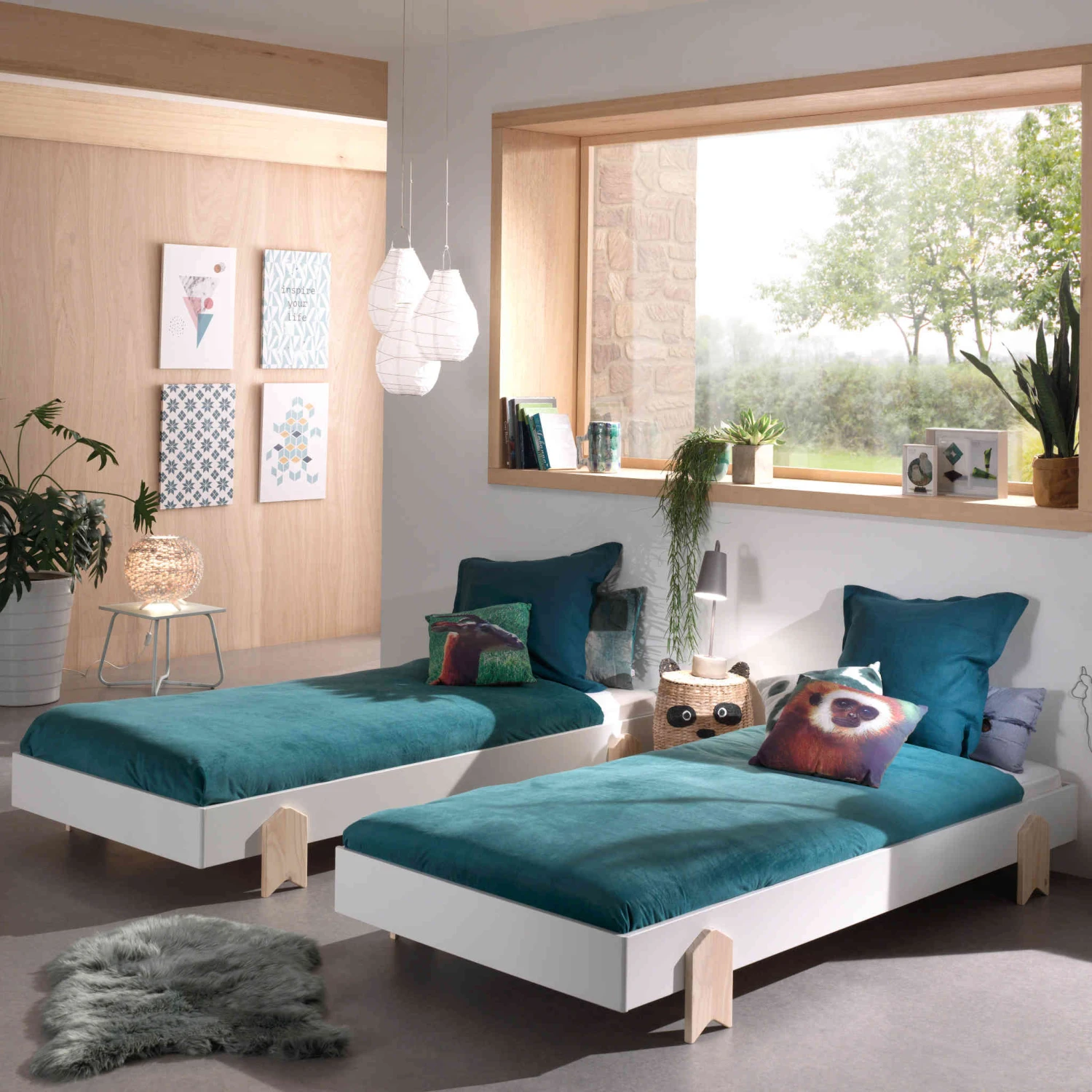 Pack 2 Lits Enfant En Bois Avec Pieds Flèche 90x200 Cm - LT2056 1 Pack 2 Lits Enfant En Bois Avec Pieds Flèche 90x200 Cm - LT2056