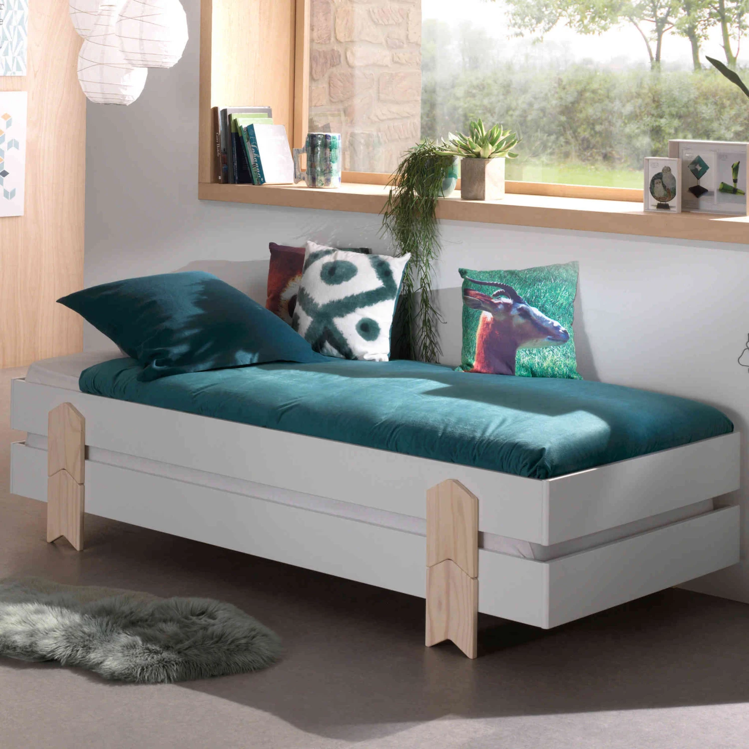 Pack 2 Lits Enfant En Bois Avec Pieds Flèche 90x200 Cm - LT2056 2 Pack 2 Lits Enfant En Bois Avec Pieds Flèche 90x200 Cm - LT2056 – Image 2