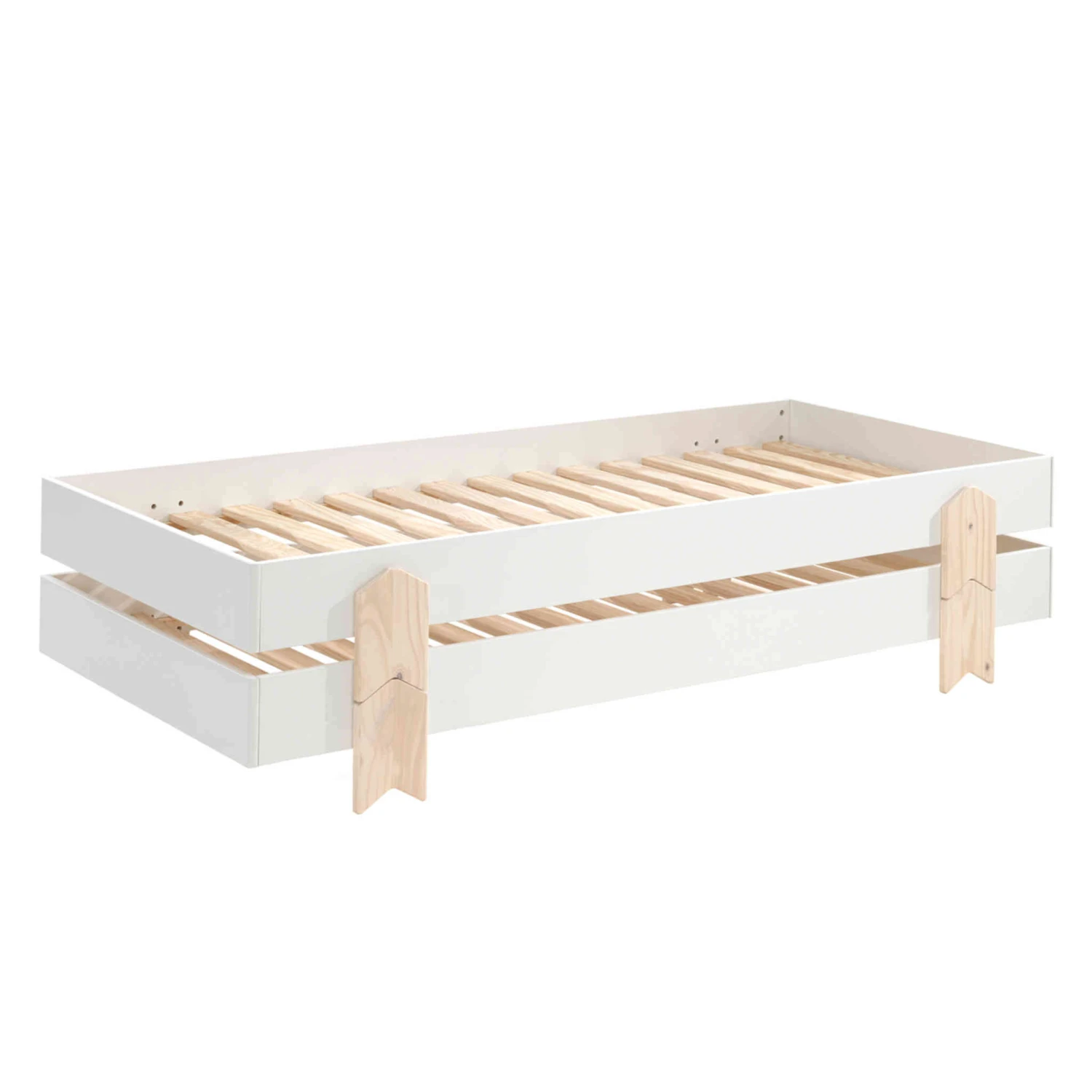 Pack 2 Lits Enfant En Bois Avec Pieds Flèche 90x200 Cm - LT2056 4 Pack 2 Lits Enfant En Bois Avec Pieds Flèche 90x200 Cm - LT2056 – Image 4