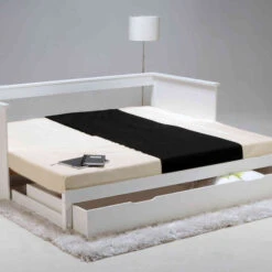 Lit Tiroir Extensible En Bois Blanc 90x190 - LT14030 -Lematelas Soldes Boutique mona 2
