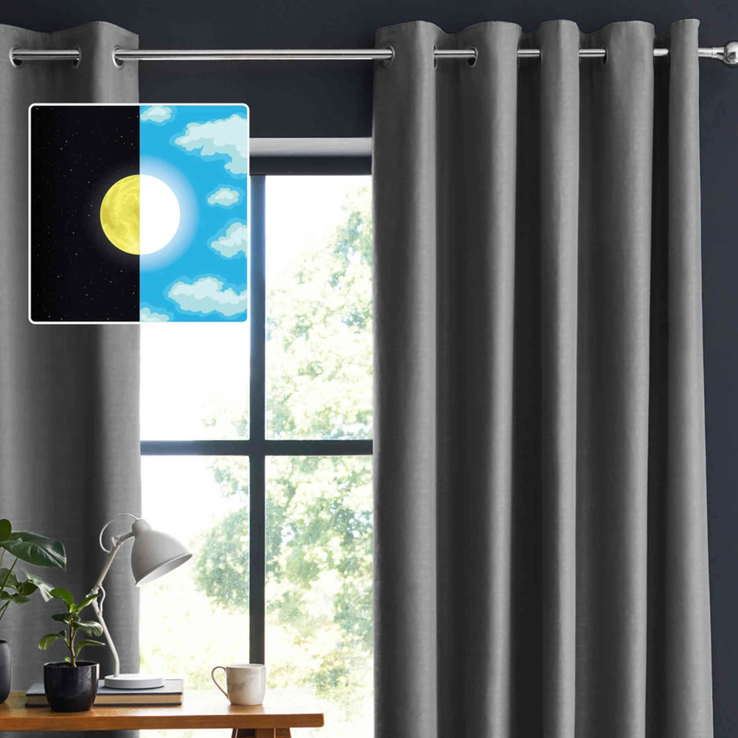 Rideau Occultant à œillets Anthracite 1 Rideau Occultant à œillets Anthracite