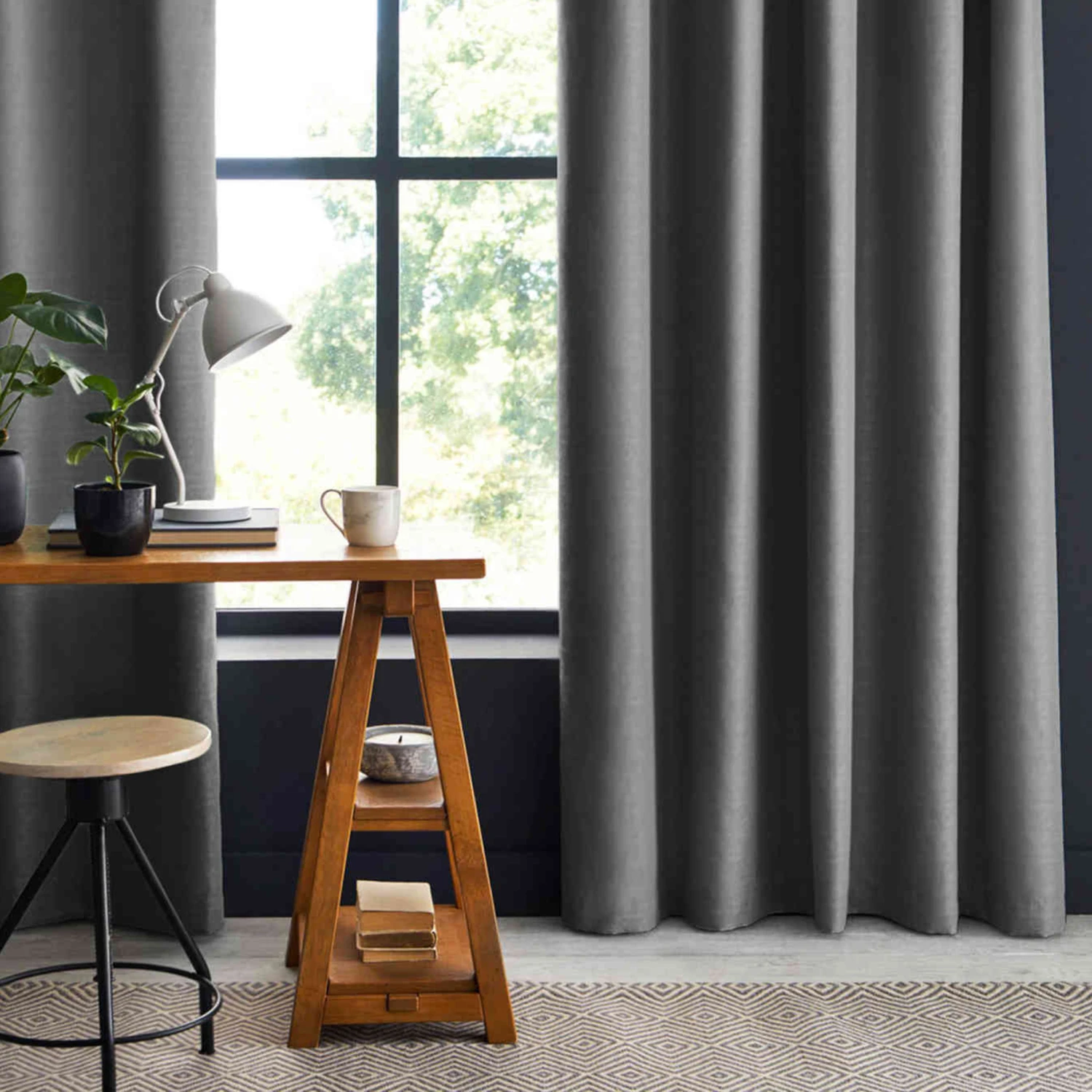 Rideau Occultant à œillets Anthracite 2 Rideau Occultant à œillets Anthracite – Image 2