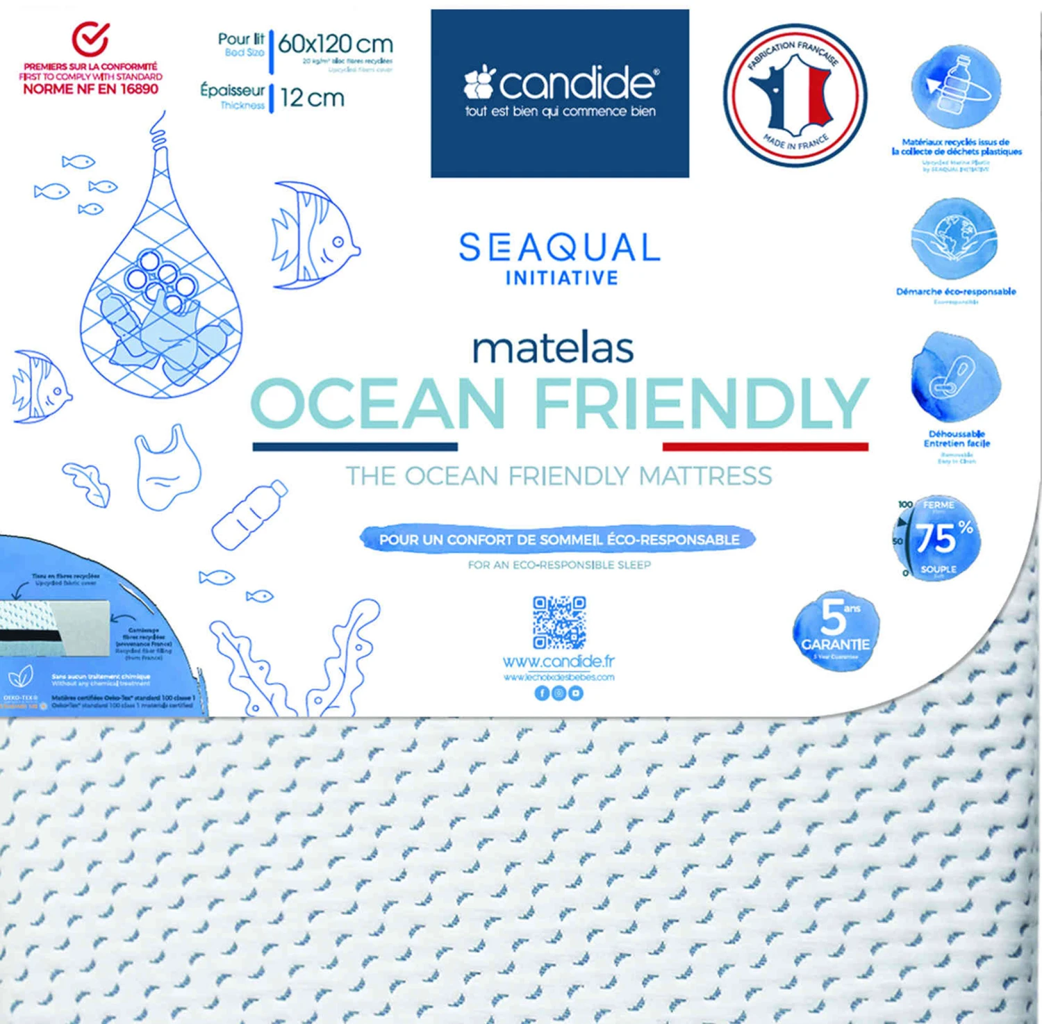 Candide Matelas Bébé Déhoussable éco-responsable OCEAN FRIENDLY 3 Candide Matelas Bébé Déhoussable éco-responsable OCEAN FRIENDLY – Image 3