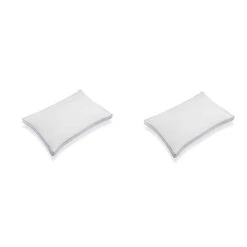 Lot De 2 Oreillers Microgel Ferme Percale Simmons -Lematelas Soldes Boutique oreiller simmons fond blanc