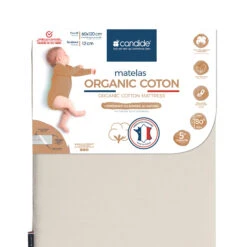 Candide Matelas Bébé En Fibres De Coton Recyclées ORGANIC COTON -Lematelas Soldes Boutique organic coton fond blanc 2