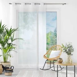 Voilage à œillets Louise 140x240 11 Voilage à œillets Louise 140x240 -Lematelas Soldes Boutique panneau a oeillets louise blanc ambiance 1