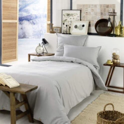 Housse De Couette Flanelle Gris -Lematelas Soldes Boutique parure1 candice gris