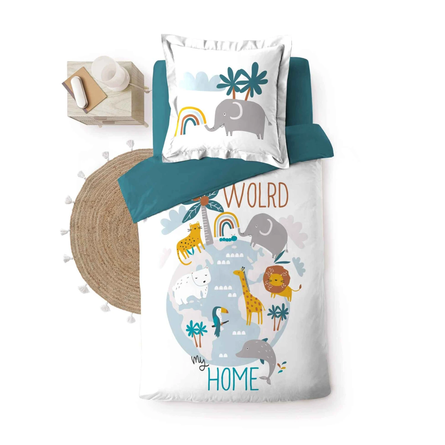 Parure De Lit Enfant Animalia 140x200 Cm 2 Parure De Lit Enfant Animalia 140x200 Cm – Image 2