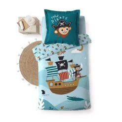 Parure De Lit Enfant Moussaillon 140x200 -Lematelas Soldes Boutique parure de lit moussaillon vue dessus fond blanc