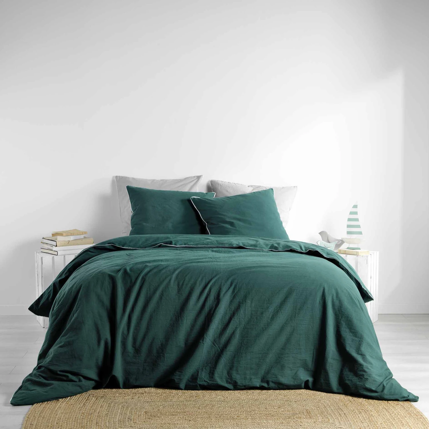 Parure De Lit Coton Lavé Linette Pétrole 1 Parure De Lit Coton Lavé Linette Pétrole