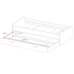 Lit Gigogne En Bois Imitation Chêne Clair 90x200 - LT13023 -Lematelas Soldes Boutique pedro 3