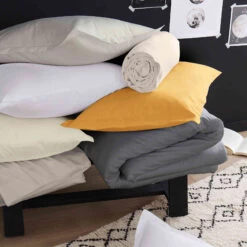 Housse De Couette Satin De Coton Anthracite - Tradilinge -Lematelas Soldes Boutique pile 1