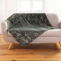 Plaid Flanelle Imprimé Métallisé Arty Line 125x150 Cm -Lematelas Soldes Boutique plaid arty kaki