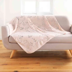 Plaid Flanelle Imprimé Métallisé Arty Line 125x150 Cm -Lematelas Soldes Boutique plaid arty rose