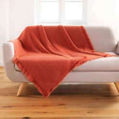 Plaid à Franges Acrylique Coraline 125x150 Cm -Lematelas Soldes Boutique plaid coraline terra