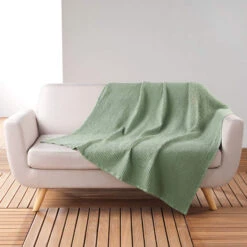 Plaid Gaufrette En Coton Uni 125x150 Cm