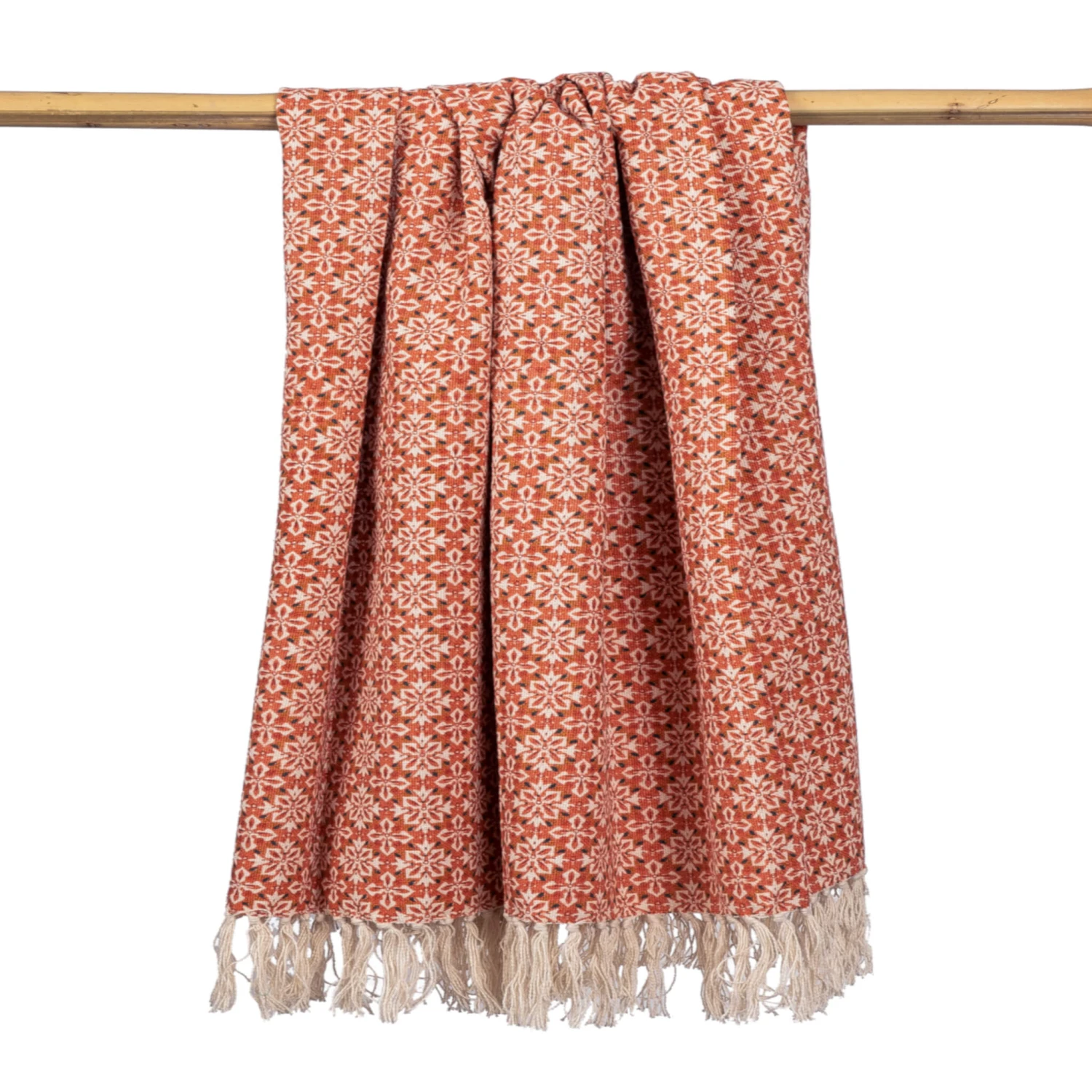 Plaid Coton à Franges Terracotta 130x150 Cm 1 Plaid Coton à Franges Terracotta 130x150 Cm