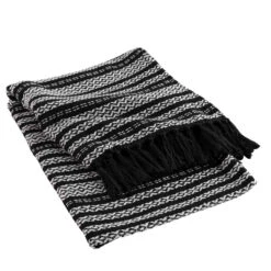 Plaid à Franges En Coton Tissia 125x150 Cm -Lematelas Soldes Boutique plaid tissia fond blanc