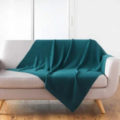 Plaid Tricotine 125x150 Cm -Lematelas Soldes Boutique plaid tricotine emeraude ambiance