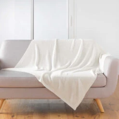 Plaid Tricotine 125x150 Cm -Lematelas Soldes Boutique plaid tricotine naturel ambiance