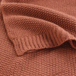 Plaid Tricotine 125x150 Cm -Lematelas Soldes Boutique plaid tricotine terracotta