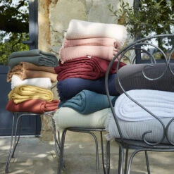 Plaid Gaze De Coton à Franges Bordeaux -Lematelas Soldes Boutique plaids 6