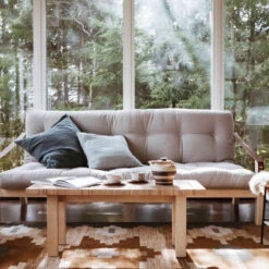 Banquette Convertible POETRY En Pin Blanc Avec Matelas Futon -Lematelas Soldes Boutique poetry ambiance 1