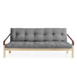 Banquette Convertible POETRY En Pin Naturel Avec Matelas Futon -Lematelas Soldes Boutique poetry gris fond blanc 1