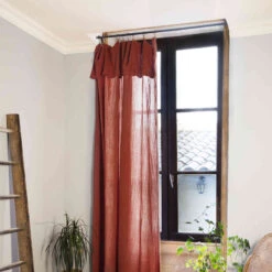Rideau Gaze De Coton Ajustable 140x300 Cm -Lematelas Soldes Boutique ridea double gaze ajustable orange 5