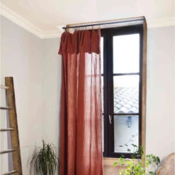 Lot De 2 Rideaux Gaze De Coton Ajustables 140x300 Cm 10 Lot De 2 Rideaux Gaze De Coton Ajustables 140x300 Cm -Lematelas Soldes Boutique ridea double gaze ajustable orange 5 2