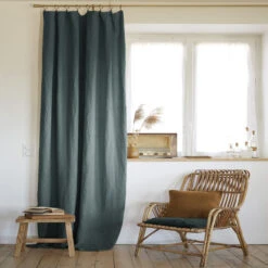 Rideau à Pinces Ajustable Lin 140x270 Cm -Lematelas Soldes Boutique rideau ajustable lin gris ambiance 1