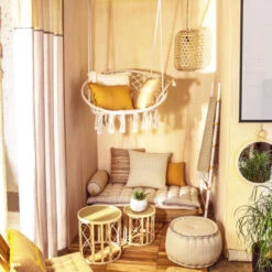 Rideau à œillets En Coton Chambray Curry 135x250 -Lematelas Soldes Boutique rideau chambray curry ambiance