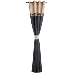 Rideau à œillets En Coton Beige/anthracite 135x250