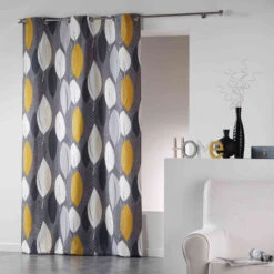 Rideau Leafy Jaune 140x240 - Douceur D'intérieur