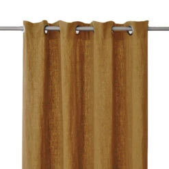 Rideau à œillets En Lin Lavé 140x250 -Lematelas Soldes Boutique rideau lin oeillets miel face fond blanc