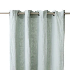 Rideau à œillets En Lin Lavé 140x250 -Lematelas Soldes Boutique rideau lin oeillets sauge face fond blanc