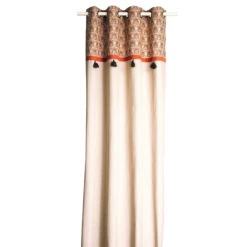 Rideau à œillets En Coton Orange/beige 135x250