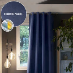 Rideau Occultant Thermique à œillets 140x260 -Lematelas Soldes Boutique rideau polaire bleu 140x260