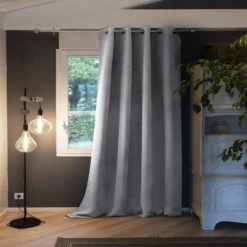 Rideau Occultant Thermique à œillets 140x280 -Lematelas Soldes Boutique rideau polaire gris 2 5 1 3