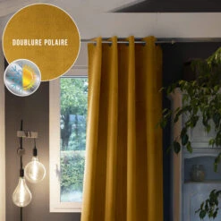Rideau Occultant Thermique à œillets 140x260 -Lematelas Soldes Boutique rideau polaire jaune 140x260