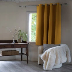 Rideau Occultant Thermique à œillets 140x180 -Lematelas Soldes Boutique rideau polaire jaune 4