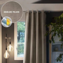 Rideau Occultant Thermique à œillets 140x260 -Lematelas Soldes Boutique rideau polaire lin 140x260