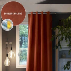 Rideau Occultant Thermique à œillets 140x260 -Lematelas Soldes Boutique rideau polaire orange 140x260