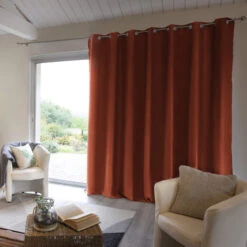 Rideau Occultant Thermique à œillets 280x260 -Lematelas Soldes Boutique rideau polaire orange 16