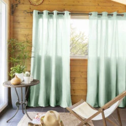 Lot De 2 Rideaux Tamisants à œillets 140x260 -Lematelas Soldes Boutique rideau tamisant vert 2