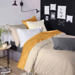 Housse De Couette Satin De Coton Taupe - Tradilinge