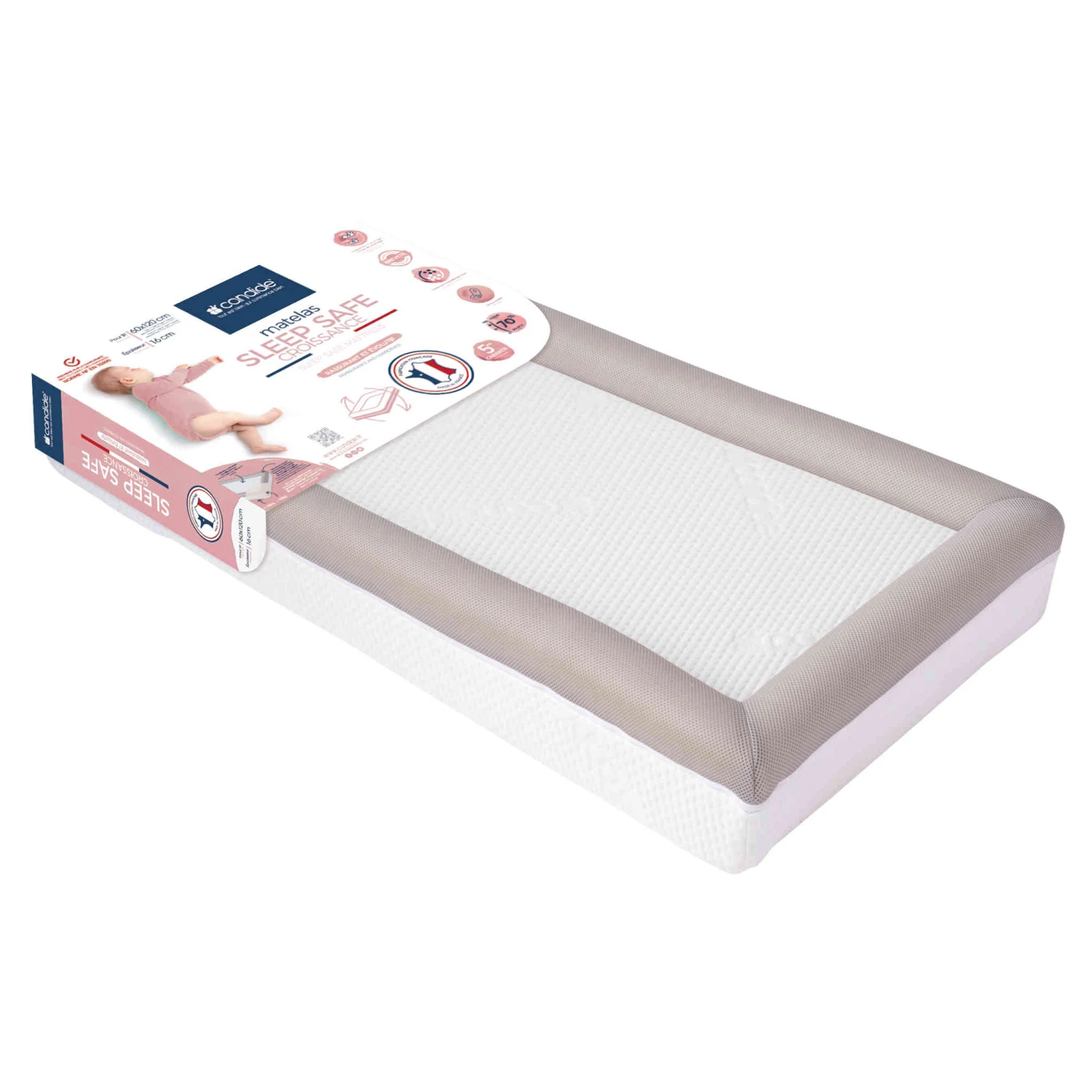 Candide Matelas Bébé Déhoussable SLEEP SAFE CROISSANCE 3 Candide Matelas Bébé Déhoussable SLEEP SAFE CROISSANCE – Image 3