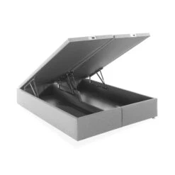 Sommier Coffre Tempur Premium -Lematelas Soldes Boutique sommier coffre tempur gris 3 4 ouvert fond blanc 1