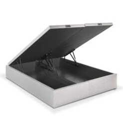 Sommier Coffre Tempur Premium -Lematelas Soldes Boutique sommier coffre tempur naturel 3 4 ouvert fond blanc 1